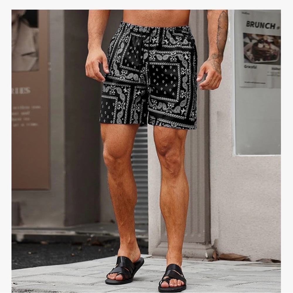 Black and White Paisley Shorts